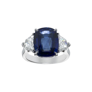 Large Cushion Sapphire & Diamond Ring