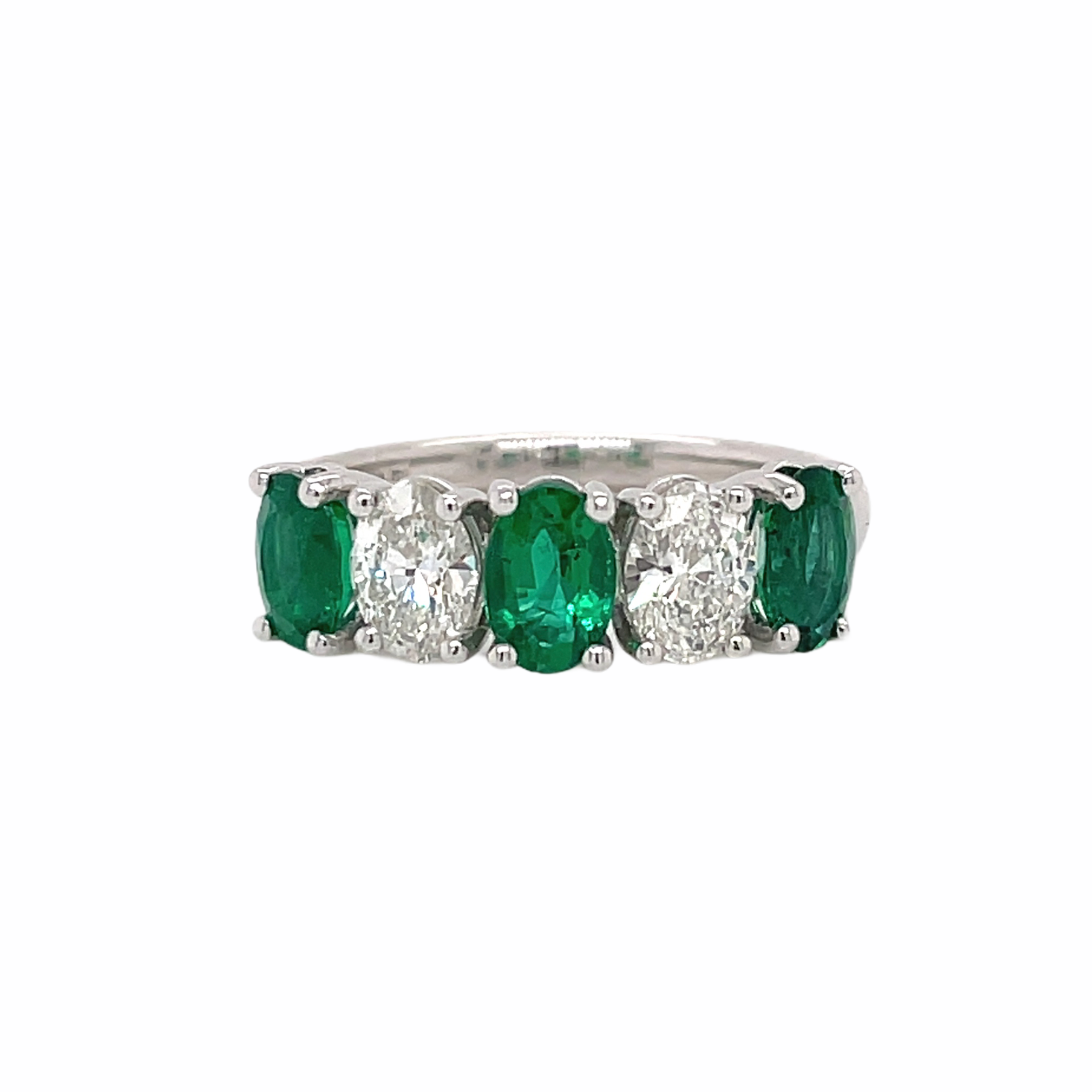 Five Stone Oval Emerald & Diamond Band