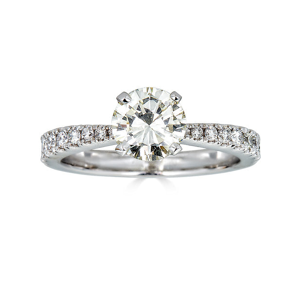 Round Cut Graduating Pave Engagement Ring