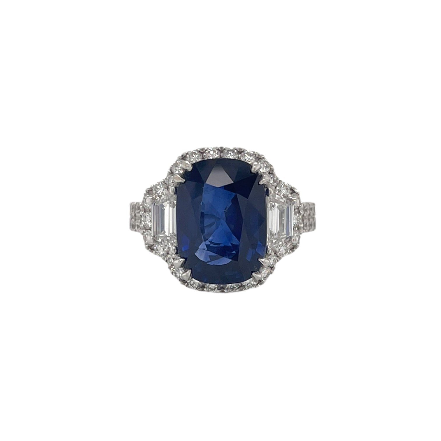 Cushion Sapphire & Diamond Halo Ring