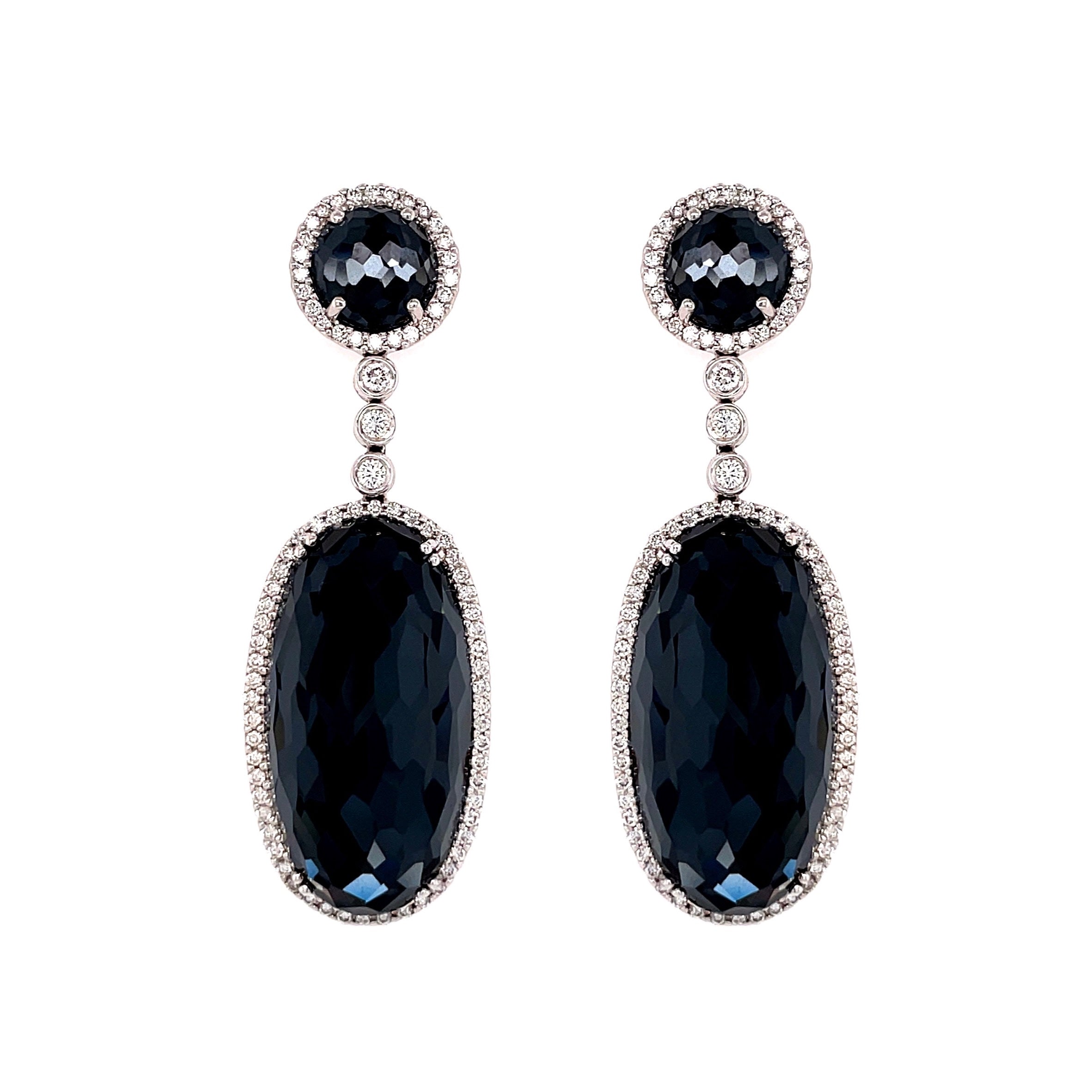 Hematite & Diamond Drop Earrings