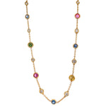 Load image into Gallery viewer, Multi Color Sapphire &amp; Diamond Bezel Necklace
