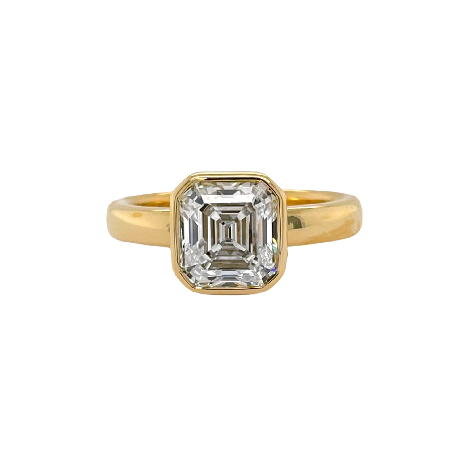 Square Emerald Cut Bezel Ring