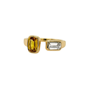Yellow Sapphire & Diamond By Pass Ring