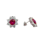 Load image into Gallery viewer, Ruby &amp; Diamond Cluster Earrings
