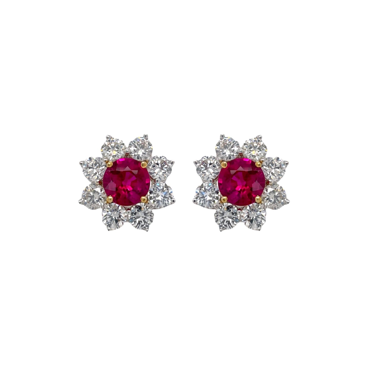 Ruby & Diamond Cluster Earrings