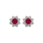Load image into Gallery viewer, Ruby &amp; Diamond Cluster Earrings
