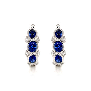 Sapphire & Diamond Bezel Hoop Earring