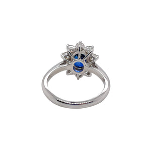 Sapphire & Diamond Halo Cluster Ring