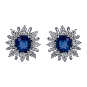 Exquisite Sapphire & Diamond Starburst Earring