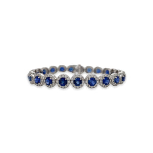Round Sapphire & Diamond Halo Bracelet