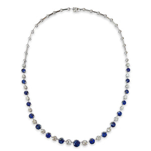 Alternating Sapphire & Diamond Bar Necklace