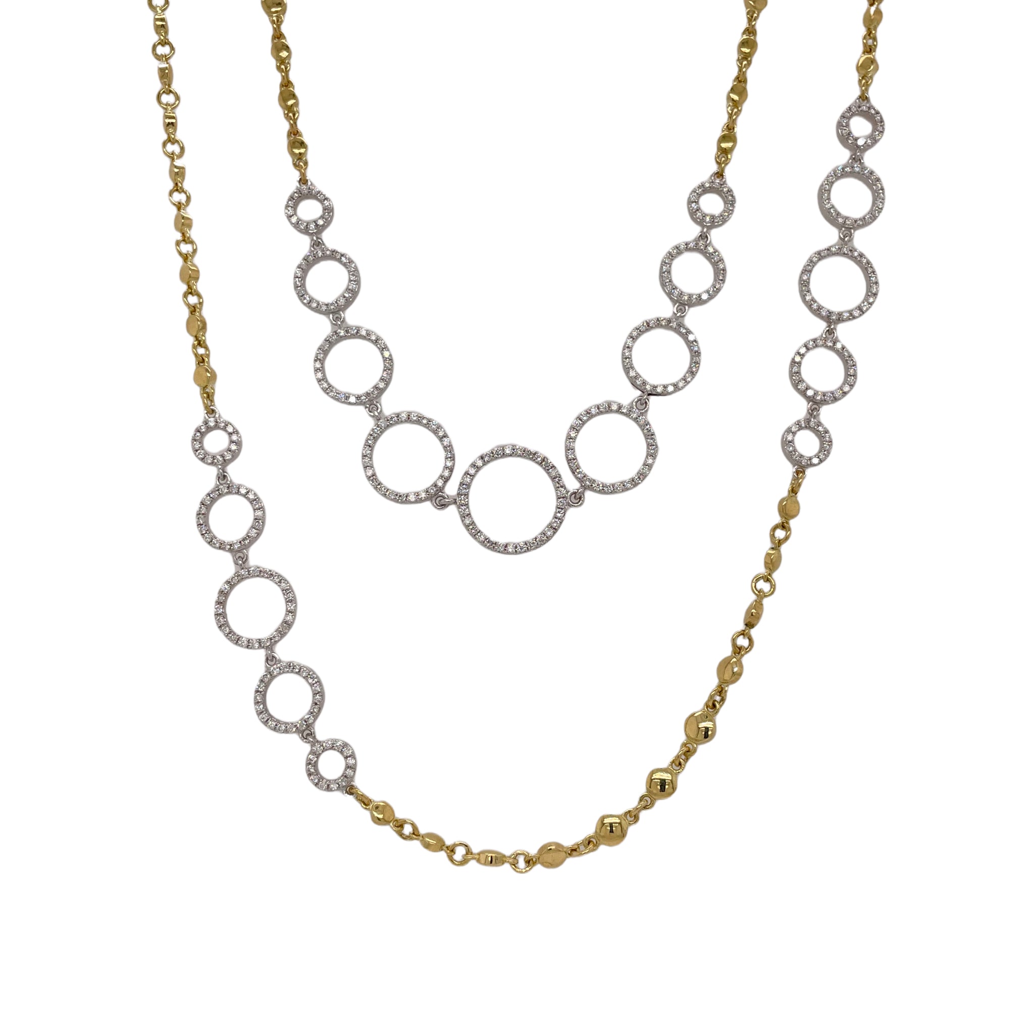 Gold Bead Motif & Diamond Accent Necklace