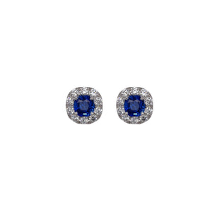 Cushion Sapphire & Diamond Halo Earring