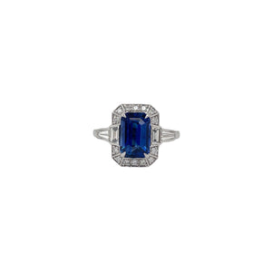 Art Deco Sapphire & Diamond Halo Ring