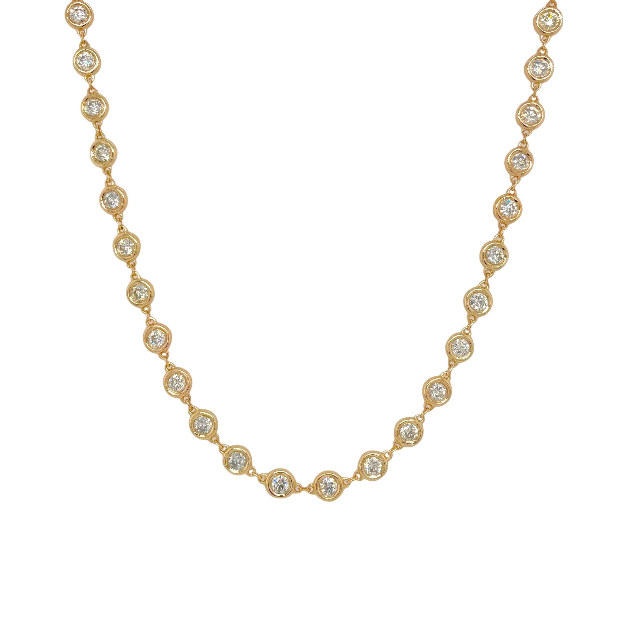 Diamond Bezel Chain Necklace in Yellow Gold
