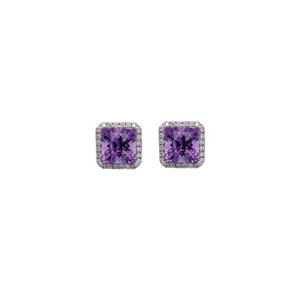 Amethyst Stud Earrings in 14k White Gold (7mm)