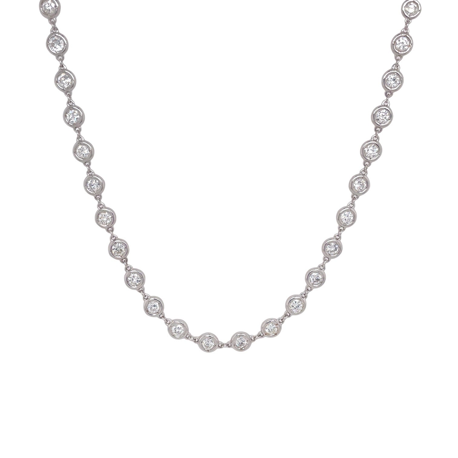 Diamond Bezel Chain Necklace in White Gold