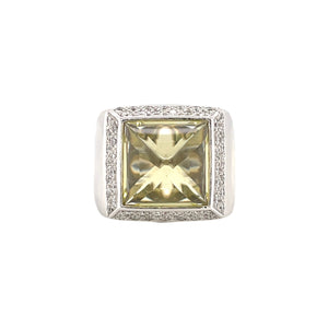 Cabochon Cut Peridot & Diamond Ring