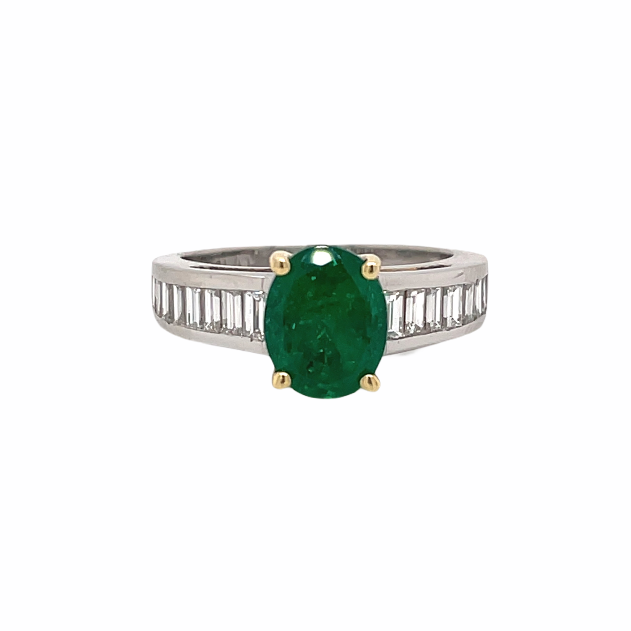 Oval Emerald & Baguette Diamond Ring