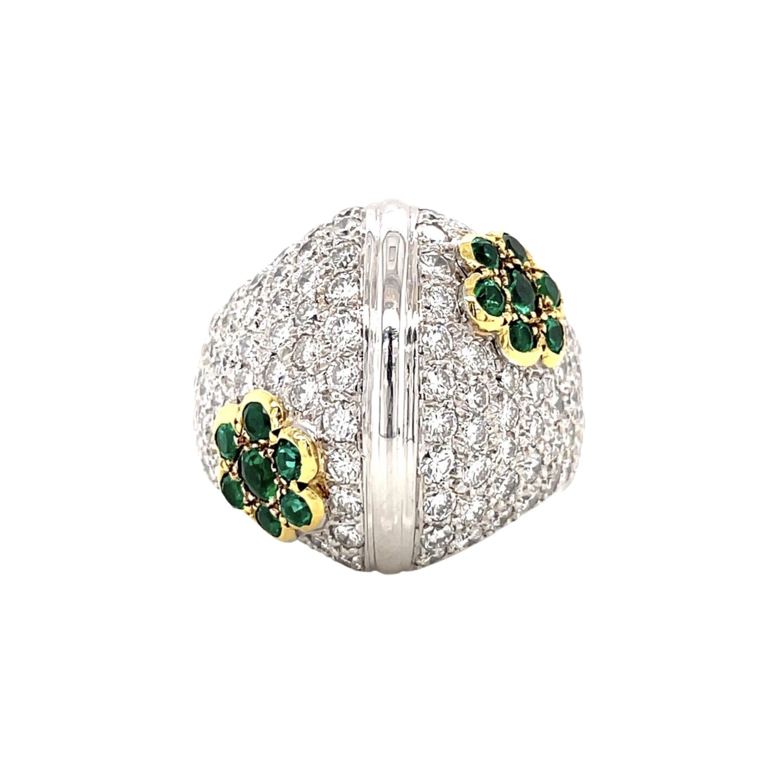 Emerald & Diamond Dome Pavé Ring