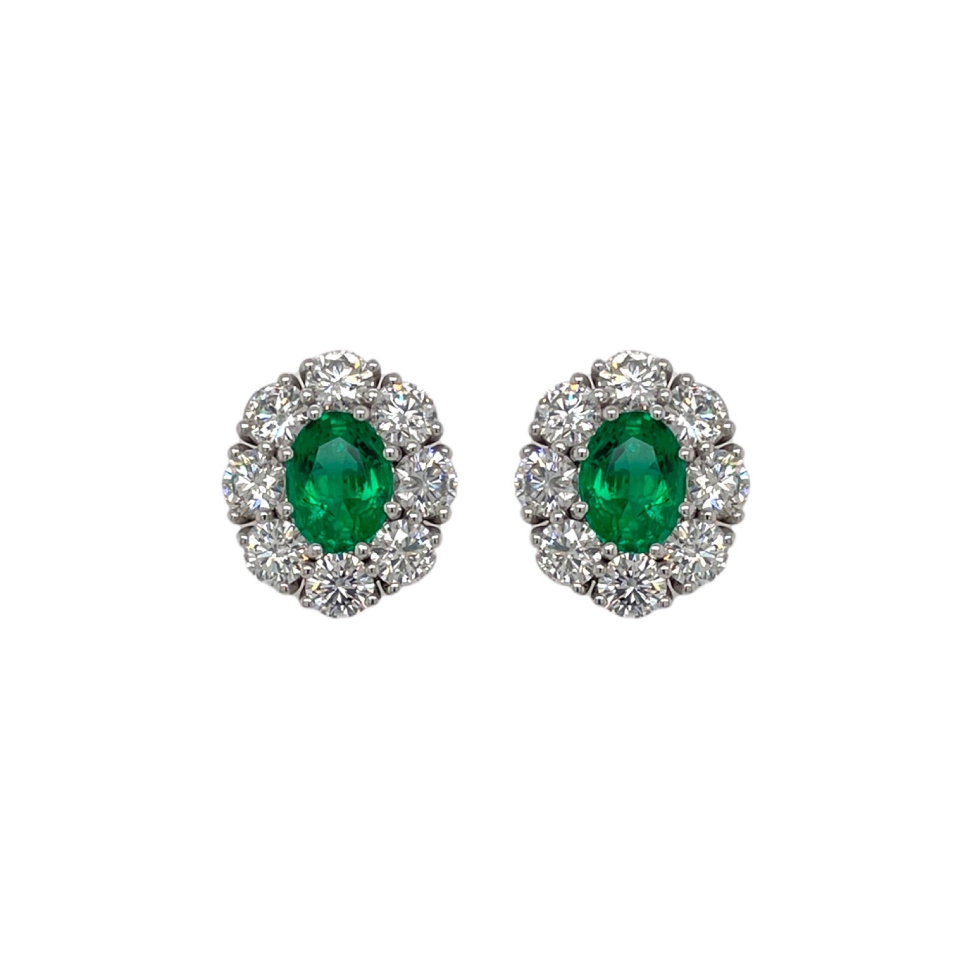 Oval Emerald Halo Earring