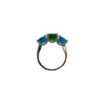 Load image into Gallery viewer, Oval Tsavorite &amp; Blue Zircon Three Stone Ring
