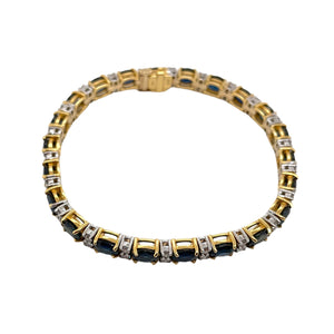 Oval Sapphire & Diamond Bracelet in Yellow Gold