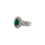 Load image into Gallery viewer, Wide Oval Emerald &amp; Diamond Halo Ring
