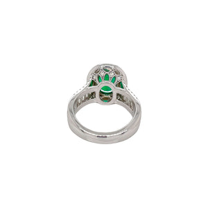 Wide Oval Emerald & Diamond Halo Ring