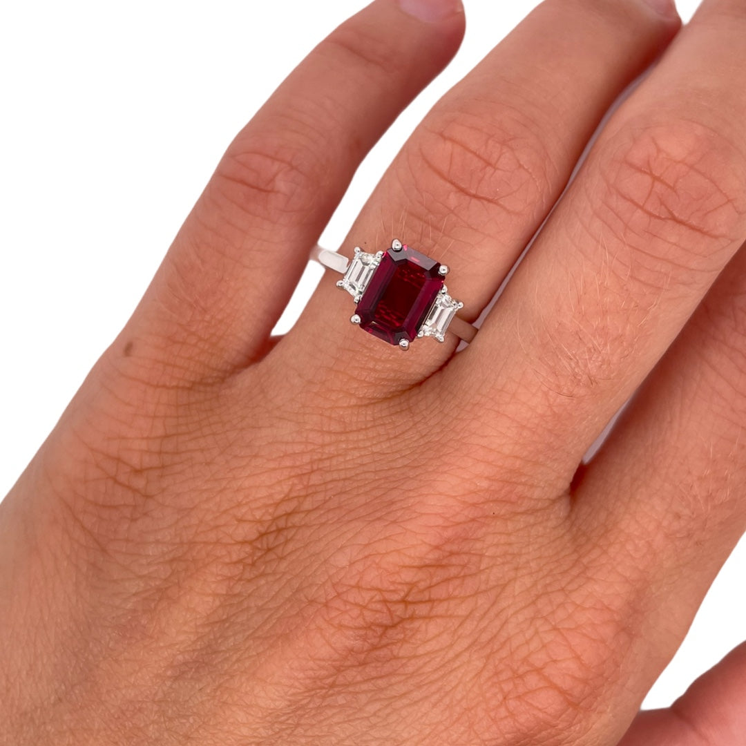 Ruby Diamond Three Stone Ring – Pico Jewelry